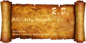 Ráduly Dezső névjegykártya