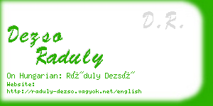 dezso raduly business card